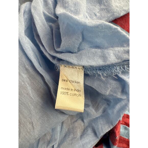 Pink Chicken Dress Womens Large Button Front Midi Striped Trad Wife Cottage - Picture 11 of 11